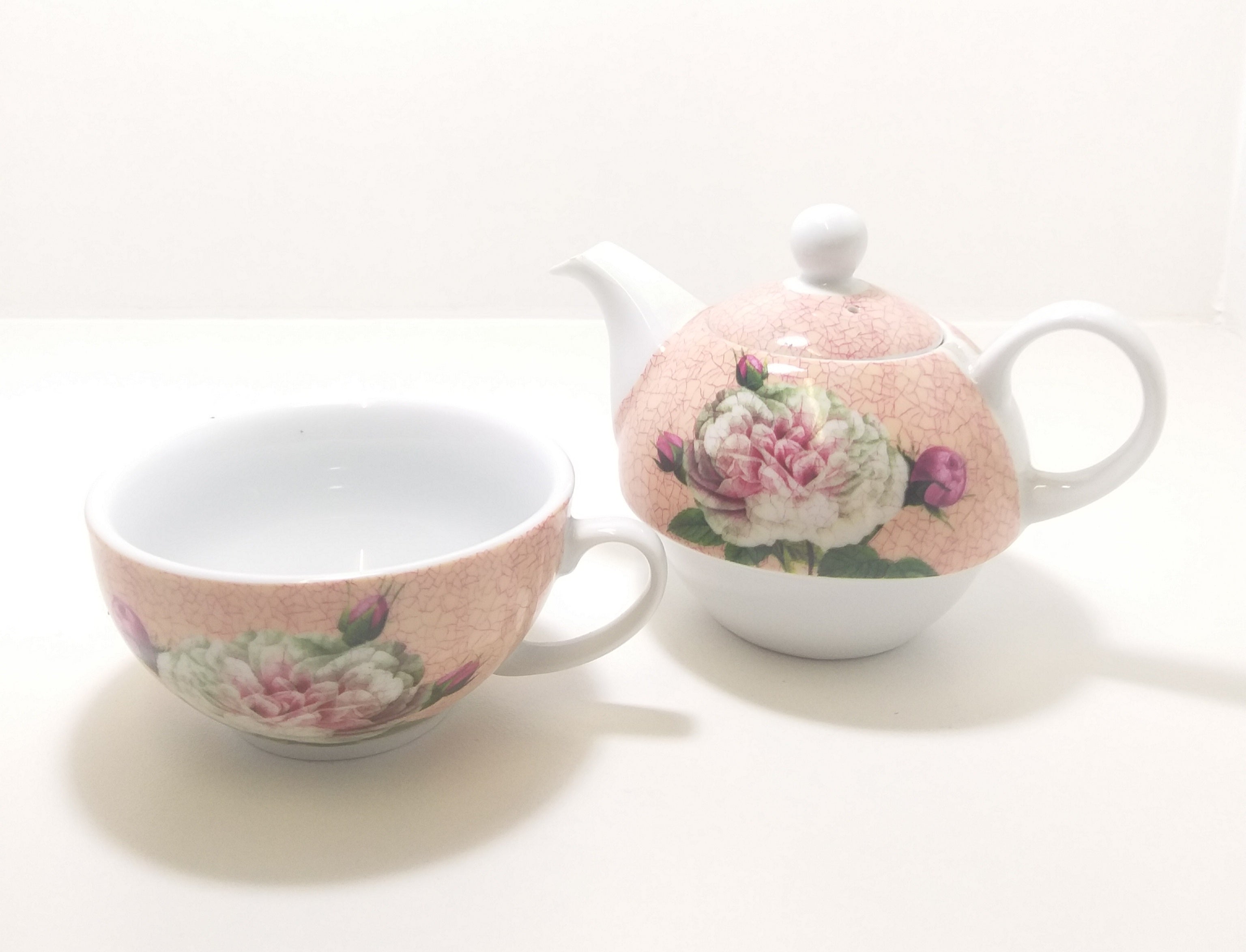 Contemporary Porcelain Tea-For-One Combo – Tea Pot & Tea Cup
