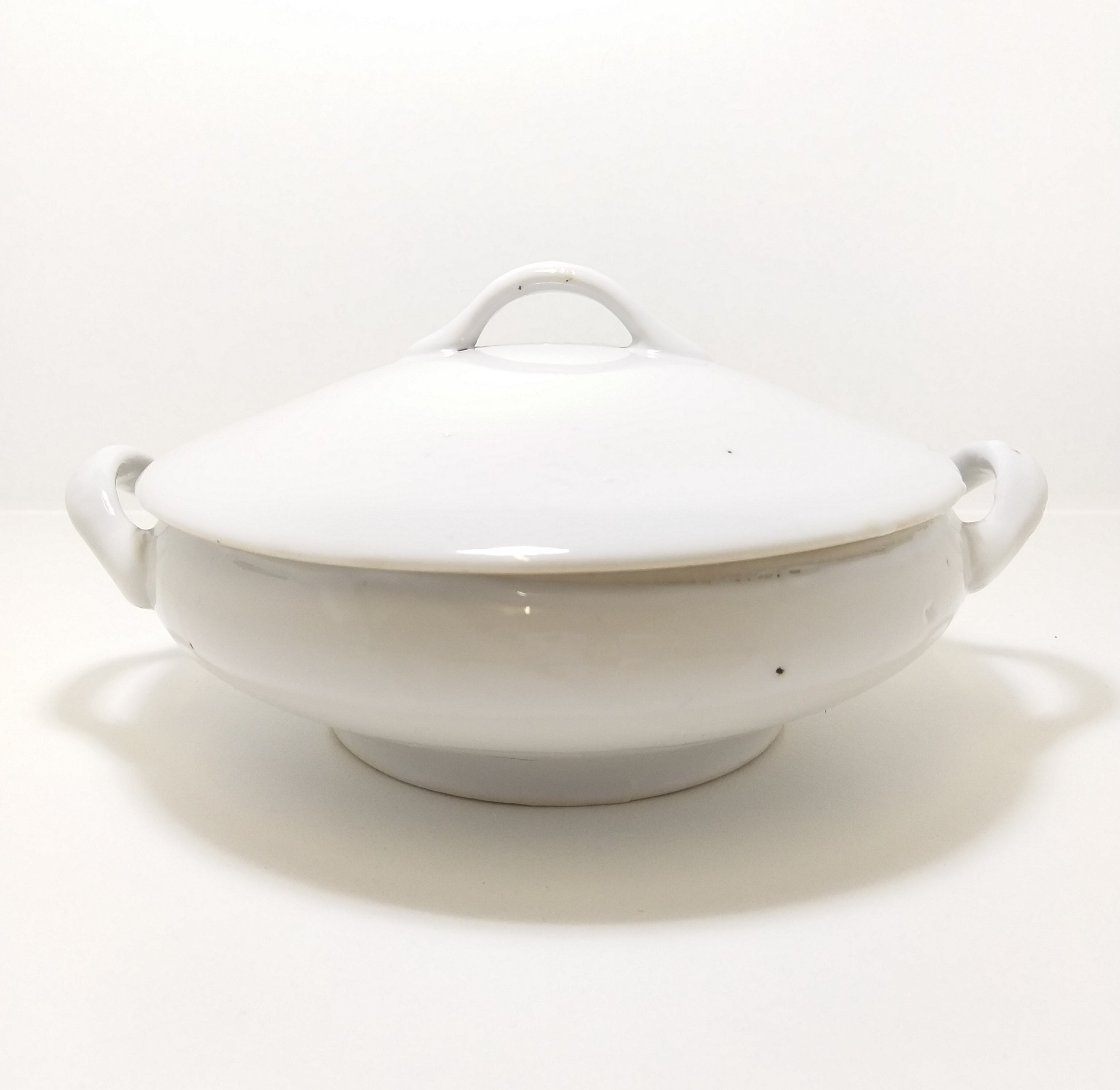 Antique Standard White & Glazed Porcelain Soup / Vegetable Tureen