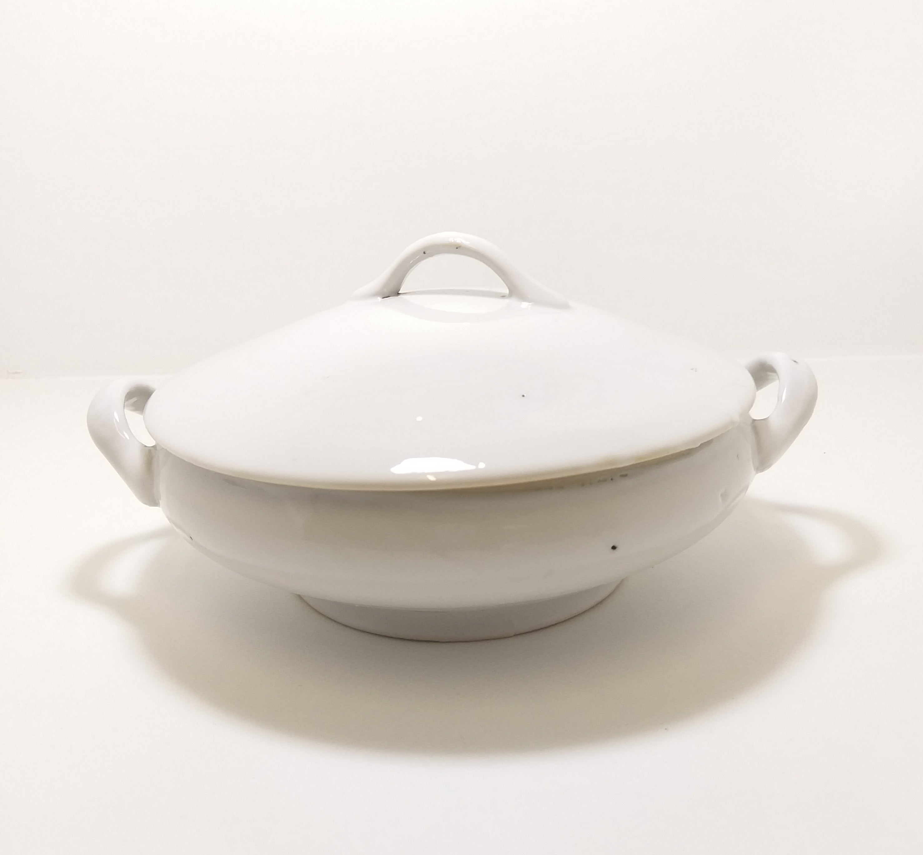 Antique Standard White & Glazed Porcelain Soup / Vegetable Tureen