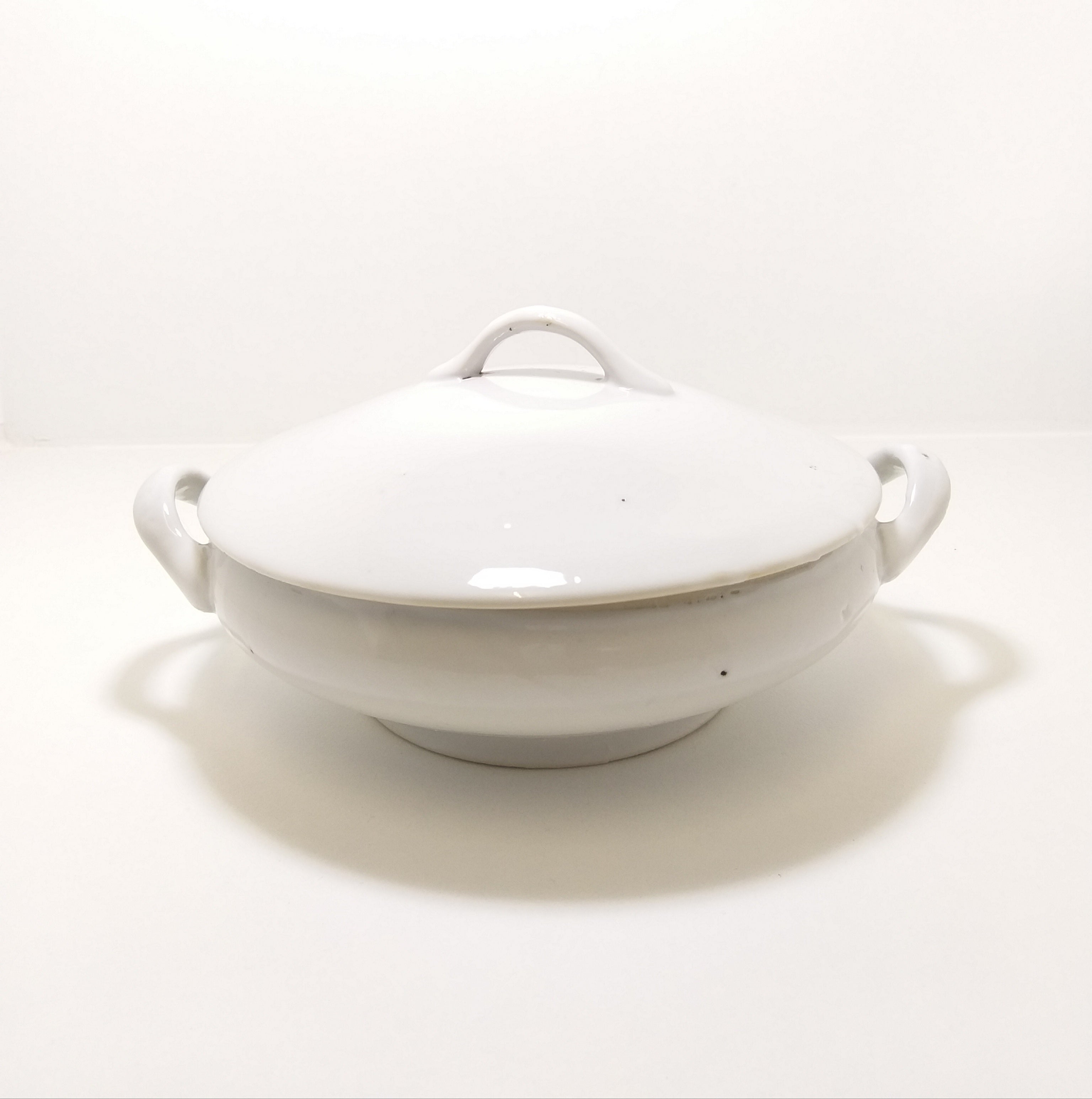 Antique Standard White & Glazed Porcelain Soup / Vegetable Tureen