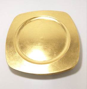 Contemporary Set Of 6 Squared Gold & Black Under Plates
