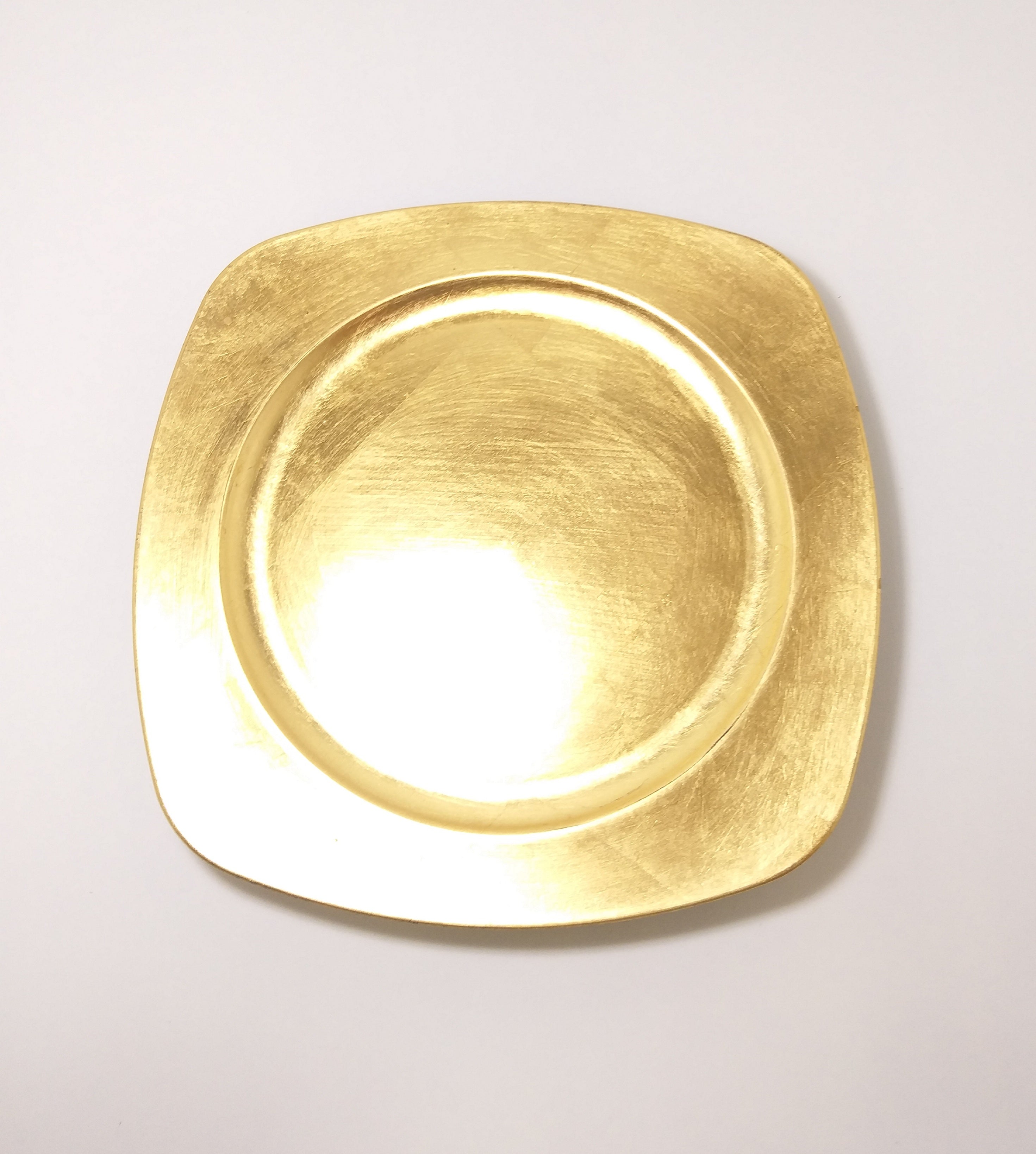 Contemporary Set Of 6 Squared Gold & Black Under Plates