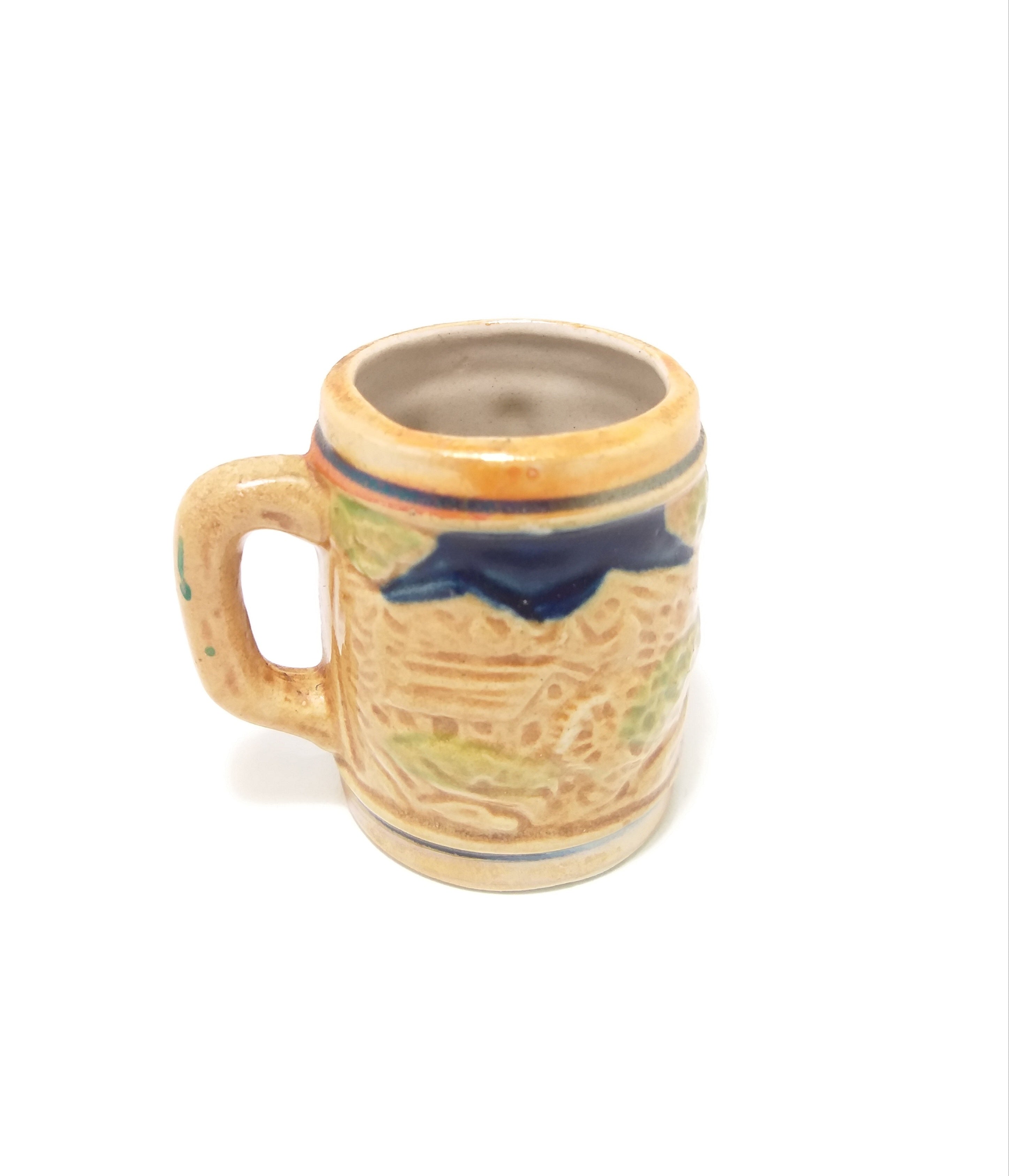 Collectable Small Vintage Ceramic Beer Stein – Folk Art