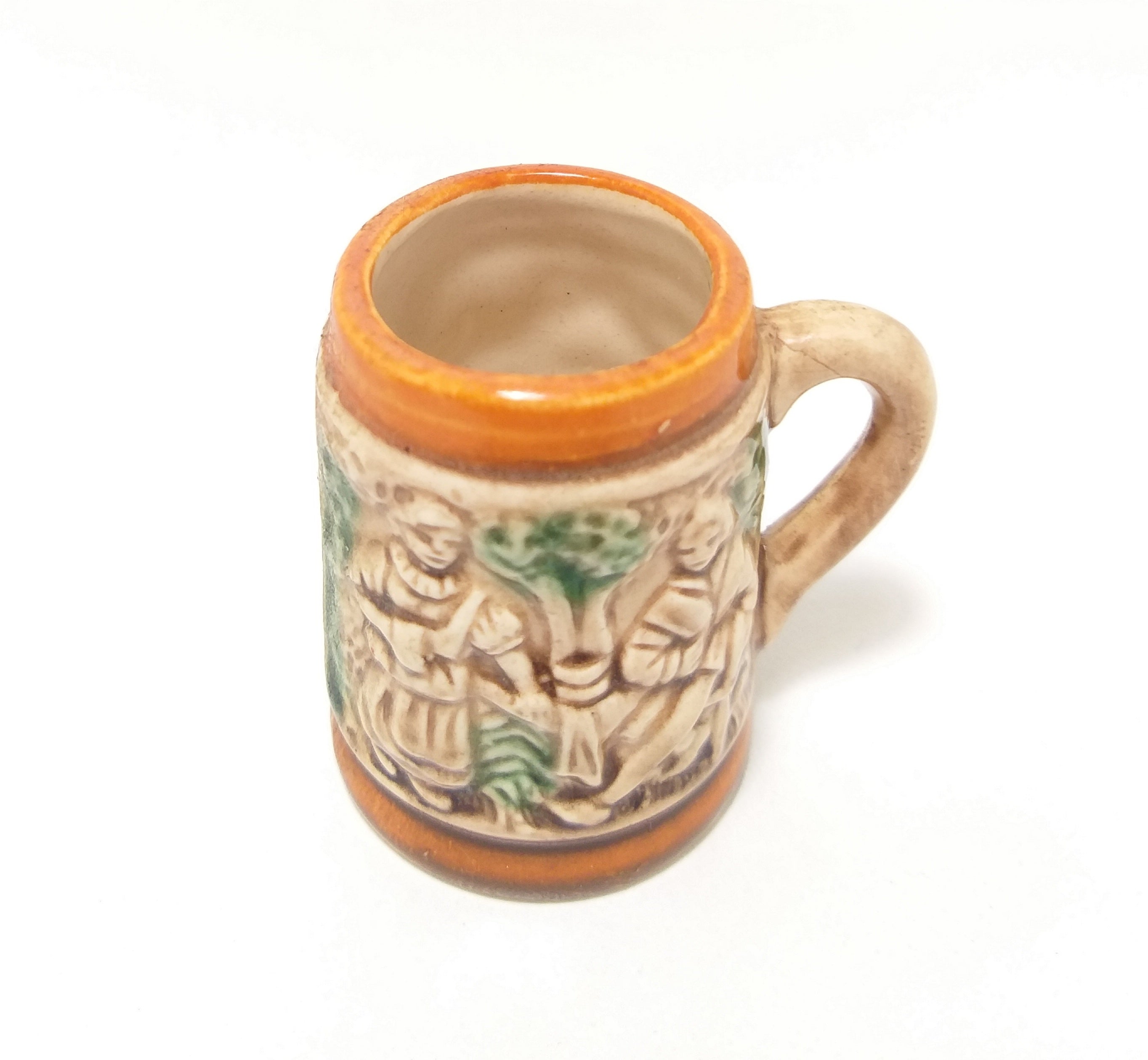 Collectable Tiny Vintage Ceramic Beer Stein – Folk Art