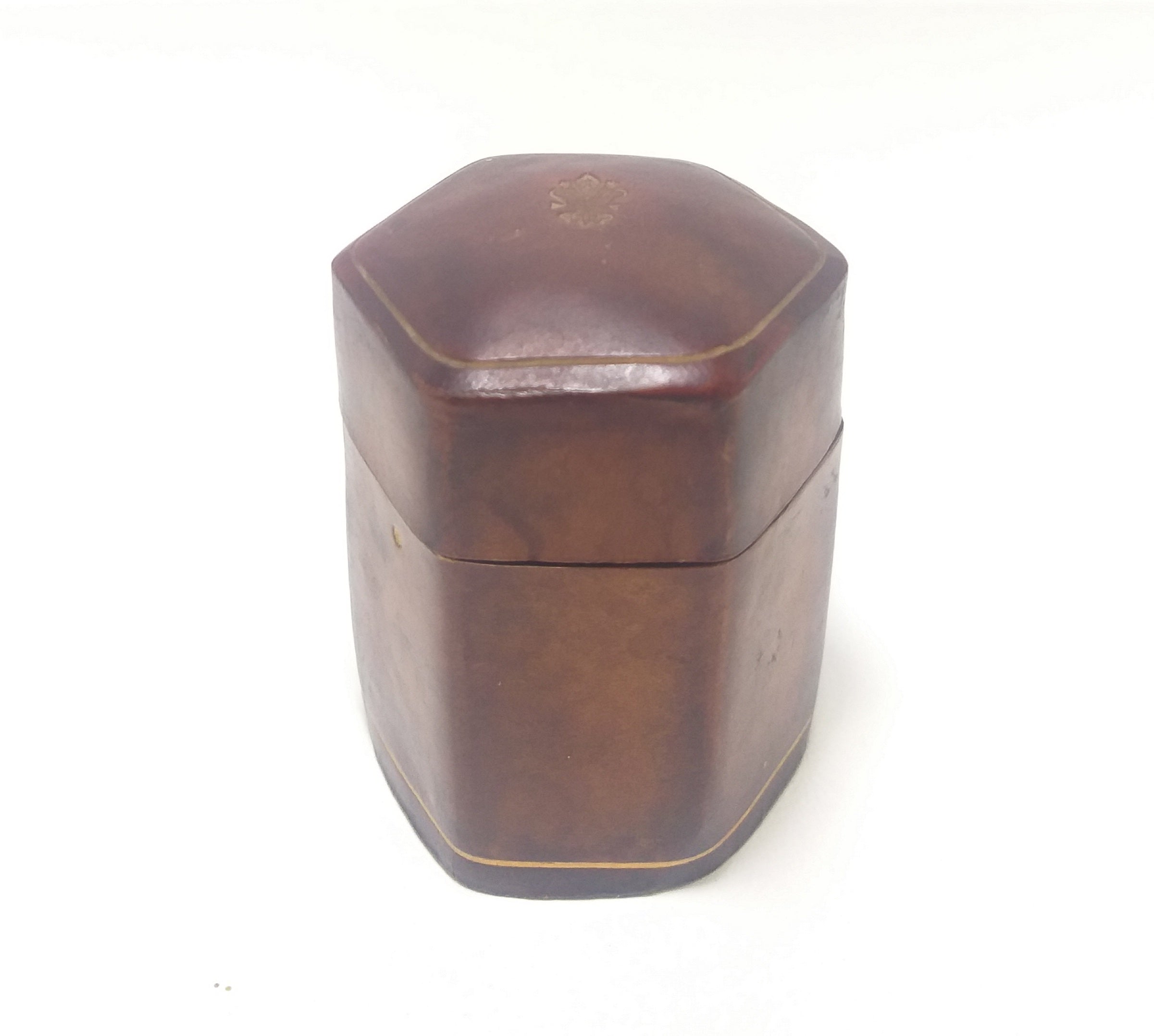 Vintage Genuine Leather Clad Ring Box