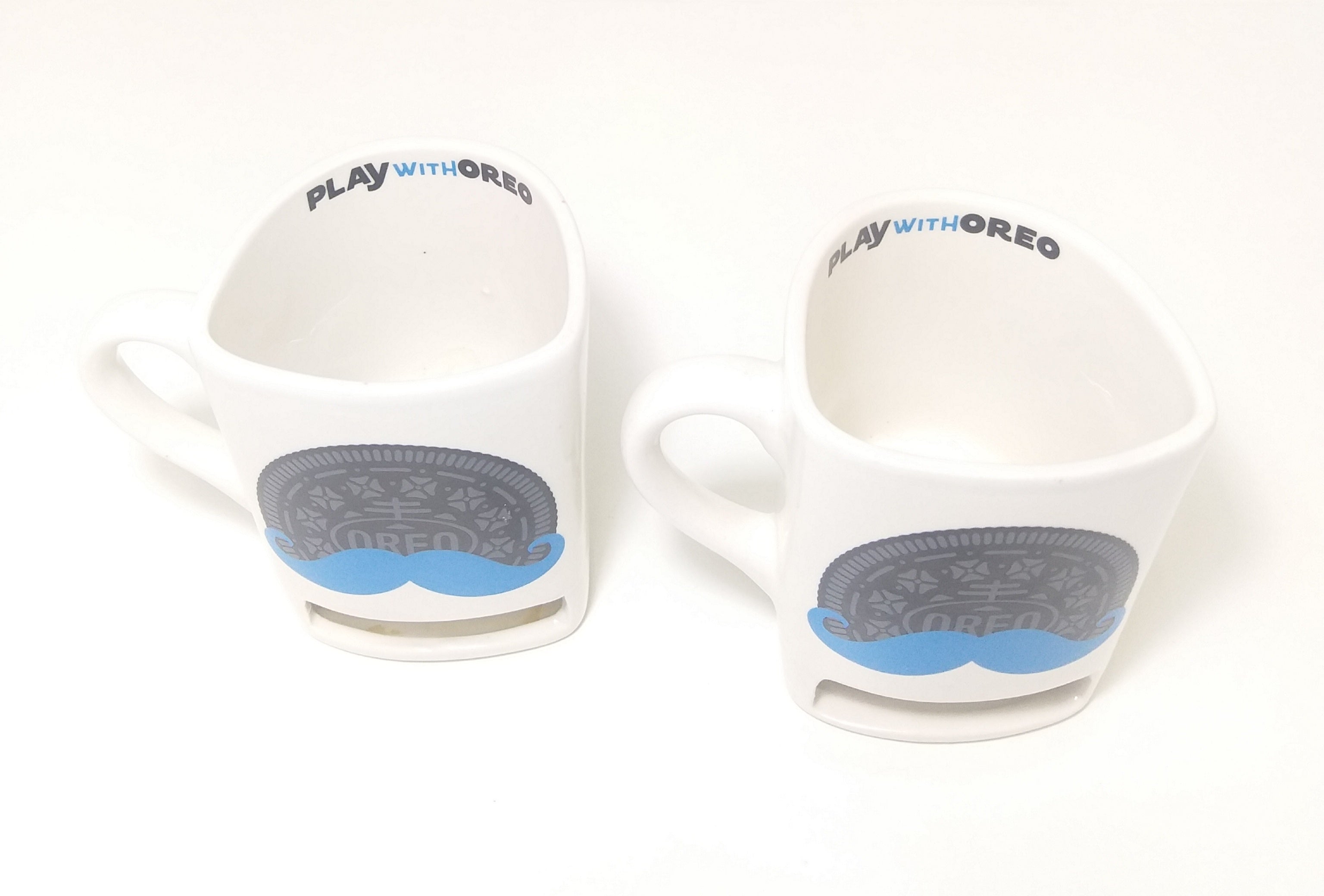 Rare Collectable Set Of Ceramic Oreo Mugs With Designated Oreo Biscuit Pocket