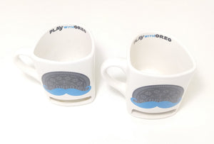 Rare Collectable Set Of Ceramic Oreo Mugs With Designated Oreo Biscuit Pocket