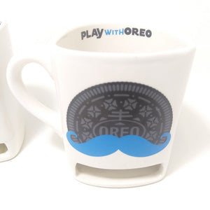 Rare Collectable Set Of Ceramic Oreo Mugs With Designated Oreo Biscuit Pocket