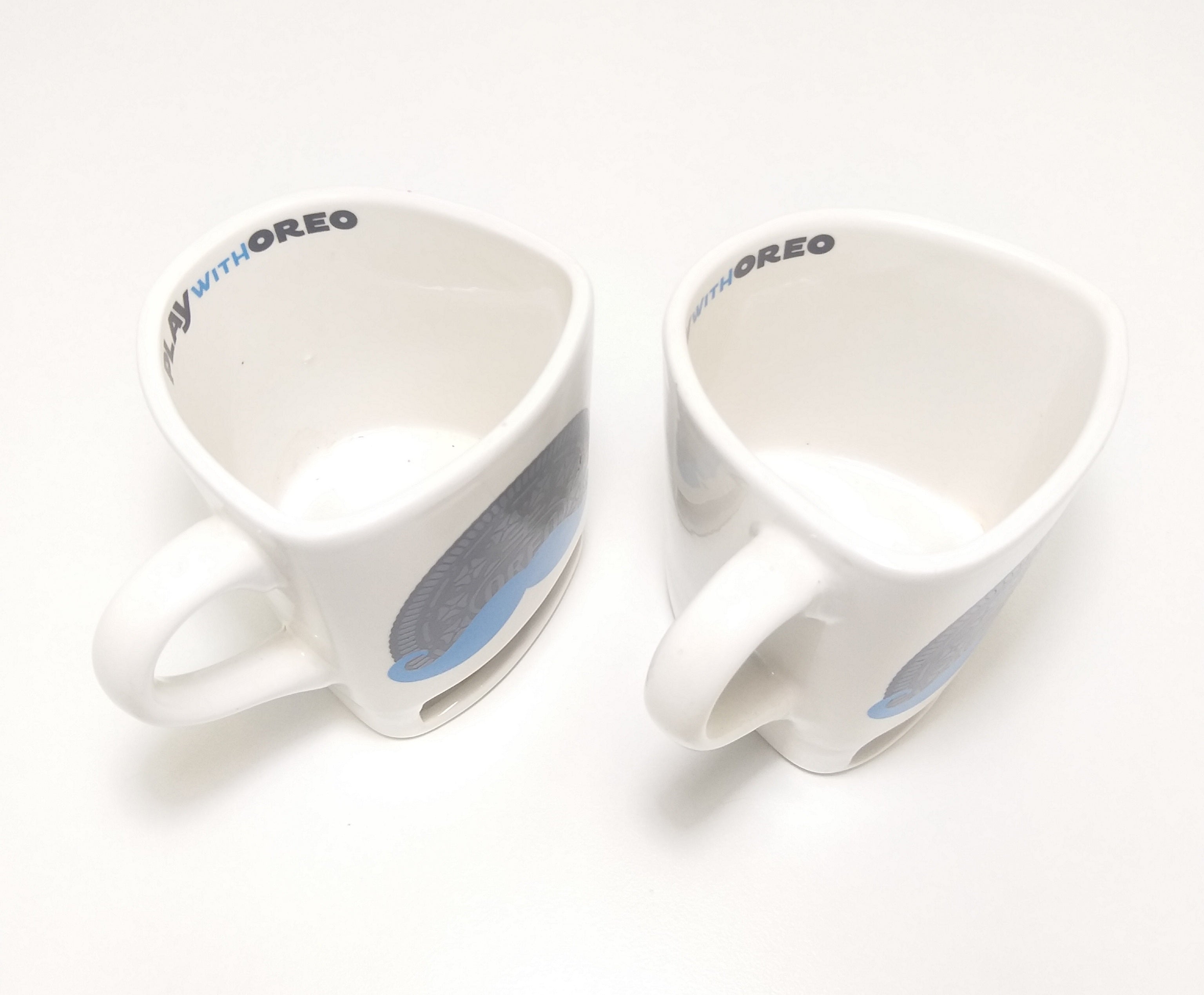 Rare Collectable Set Of Ceramic Oreo Mugs With Designated Oreo Biscuit Pocket