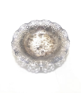 Small Vintage Pierced Design Silver Plated Sweets / Bonbon Dish