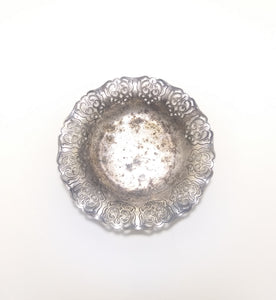 Small Vintage Pierced Design Silver Plated Sweets / Bonbon Dish