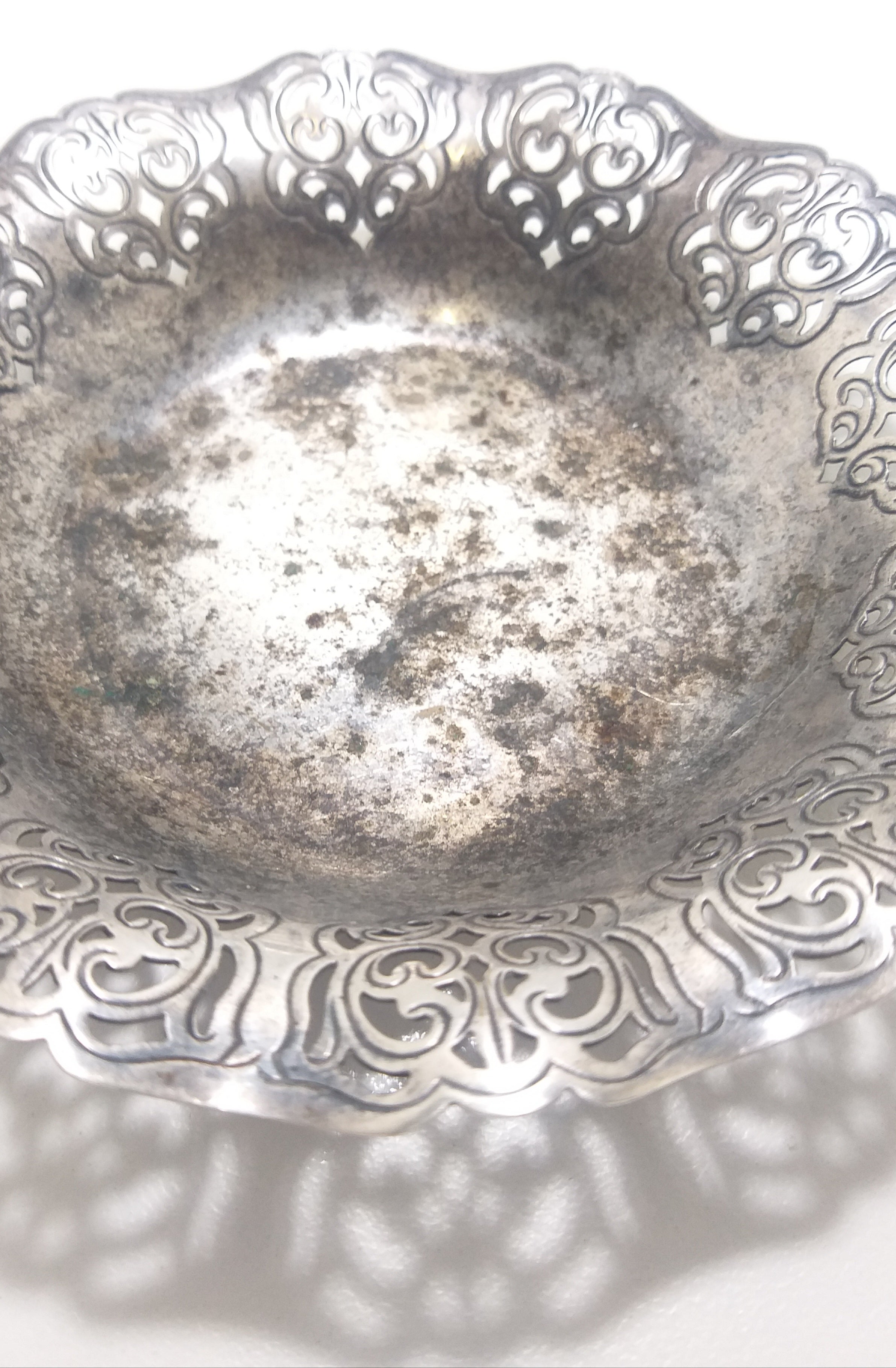 Small Vintage Pierced Design Silver Plated Sweets / Bonbon Dish