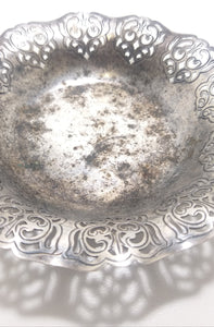 Small Vintage Pierced Design Silver Plated Sweets / Bonbon Dish