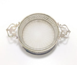 Small Rare & Antique (Late 1800’s) Davis & Sons, Glasgow Silver Plated Pierced Dish With Removable Glass Liner