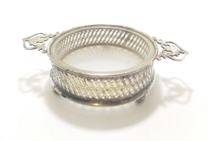 Small Rare & Antique (Late 1800’s) Davis & Sons, Glasgow Silver Plated Pierced Dish With Removable Glass Liner