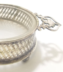 Small Rare & Antique (Late 1800’s) Davis & Sons, Glasgow Silver Plated Pierced Dish With Removable Glass Liner