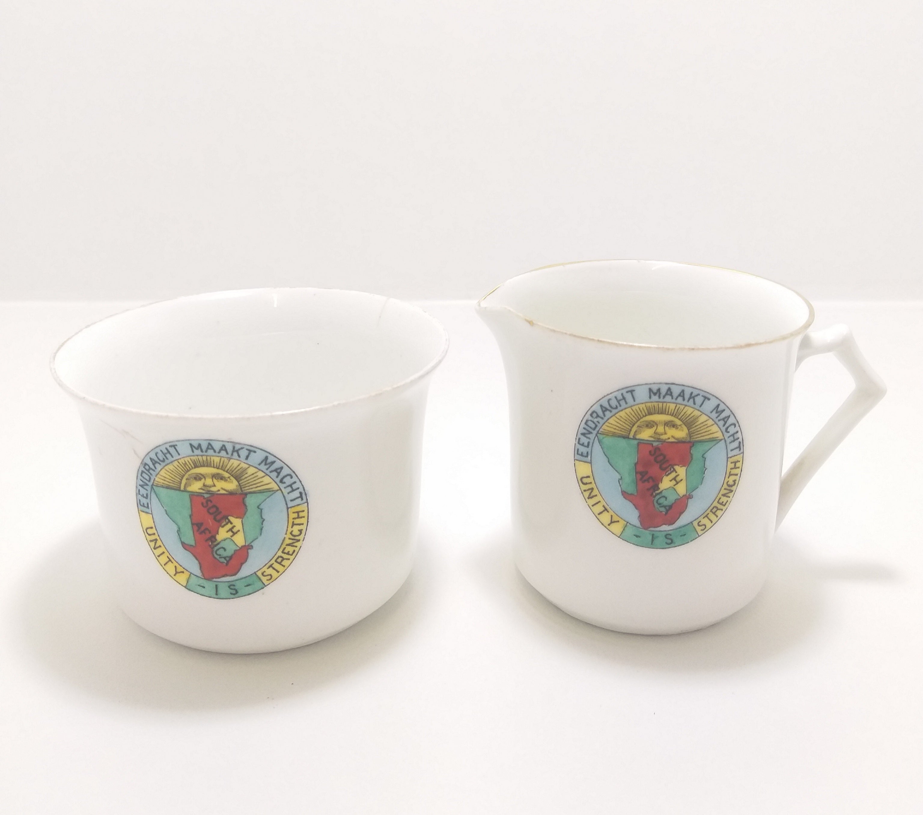 Rare & Collectable Antique 1908-1912 Hand Painted Set Of Fenton China (E. Hughes & Co.) Matching Open Sugar Bowl & Creamer