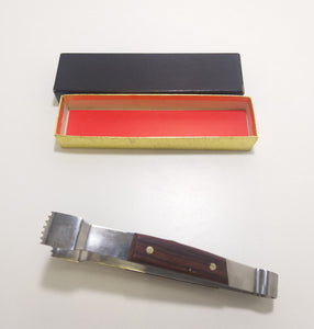 Vintage Stainless Steel Ice Tong With Wood Handle Inserts & Boxed