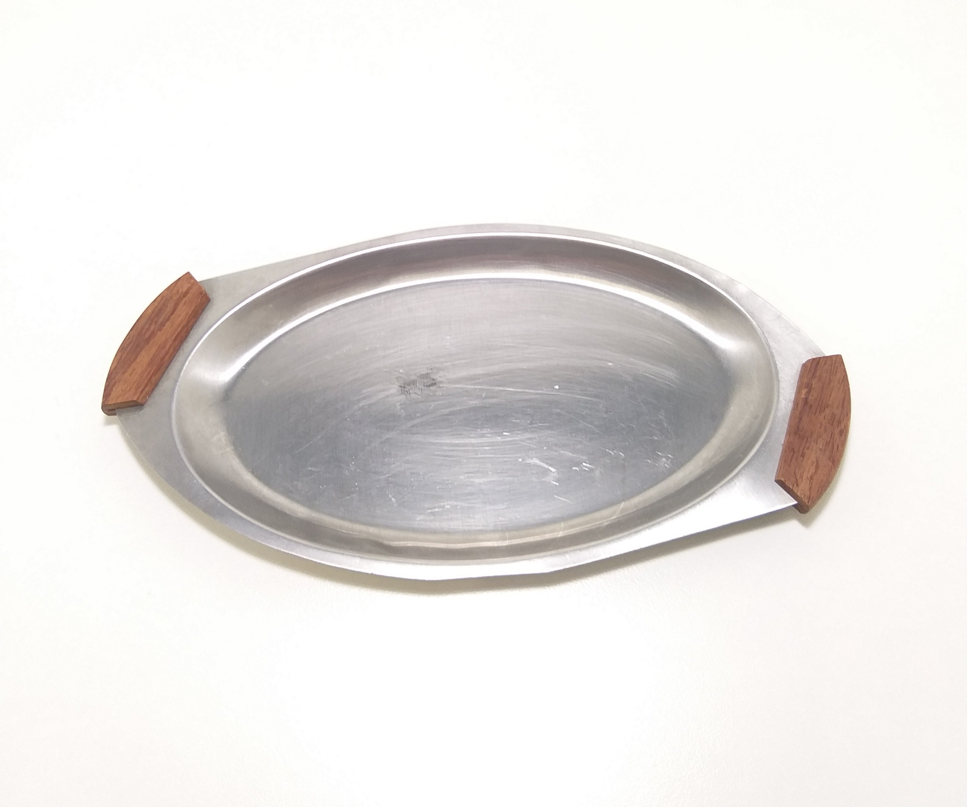 Stainless Steel Snack Dish With Wood Handles