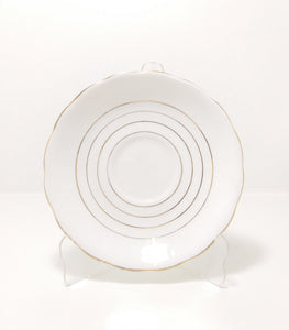Vintage 1913-1953 Royal Vale White & Gold Bone China Saucer – Pattern 6076