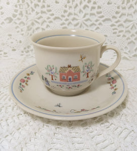 Vintage South African Folk Art Continental Stoneware Tea / Coffee Duo – Cup & Saucer