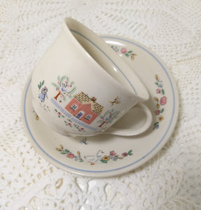 Vintage South African Folk Art Continental Stoneware Tea / Coffee Duo – Cup & Saucer