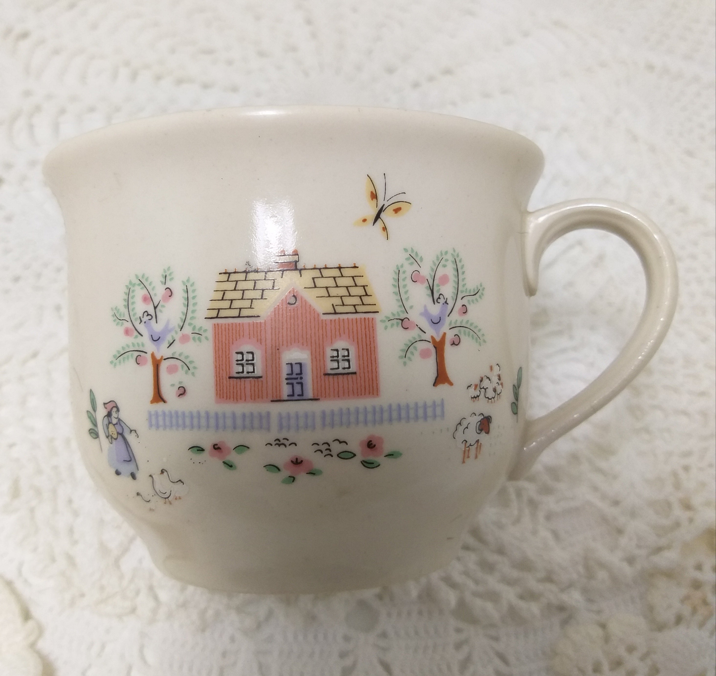 Vintage South African Folk Art Continental Stoneware Tea / Coffee Duo – Cup & Saucer