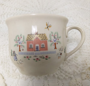Vintage South African Folk Art Continental Stoneware Tea / Coffee Duo – Cup & Saucer