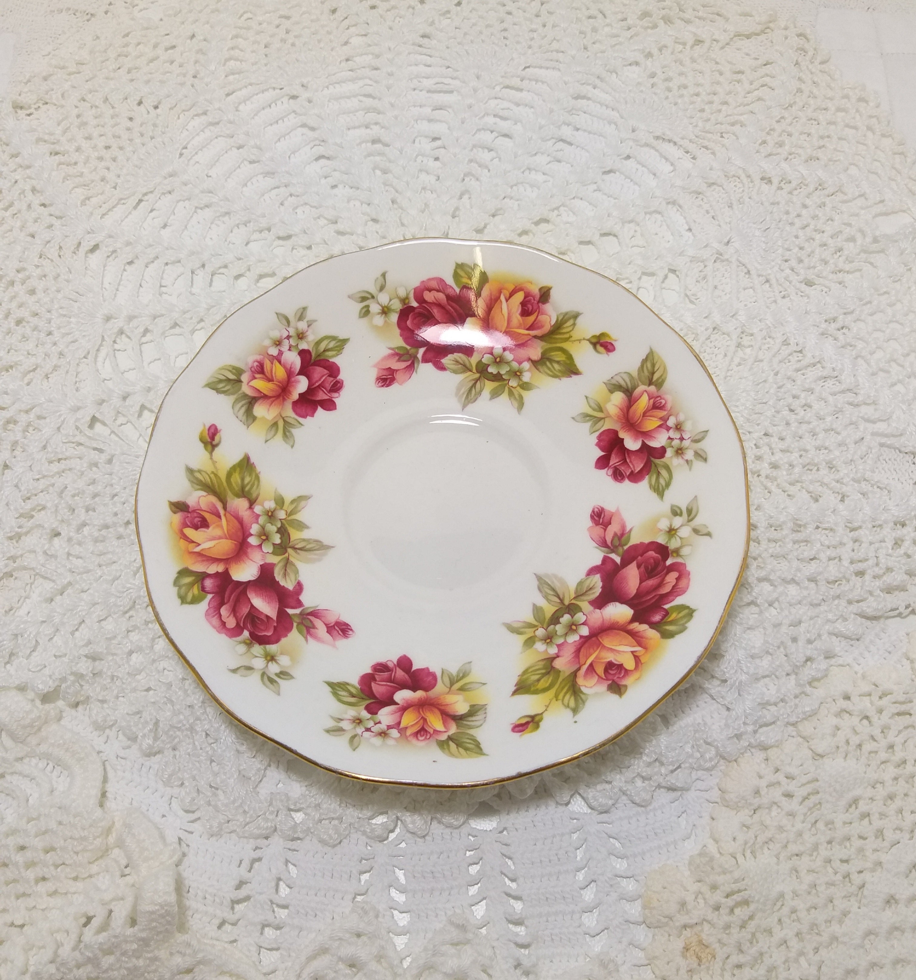 Vintage Queen Anne Saucer – Roses & Blossoms