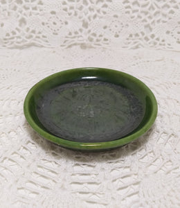 Small Vintage Olive Green Studio Art Ceramic Dish