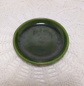 Small Vintage Olive Green Studio Art Ceramic Dish