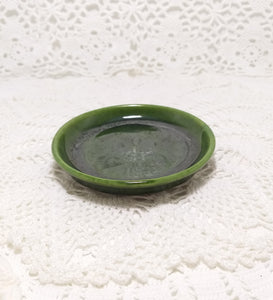 Small Vintage Olive Green Studio Art Ceramic Dish