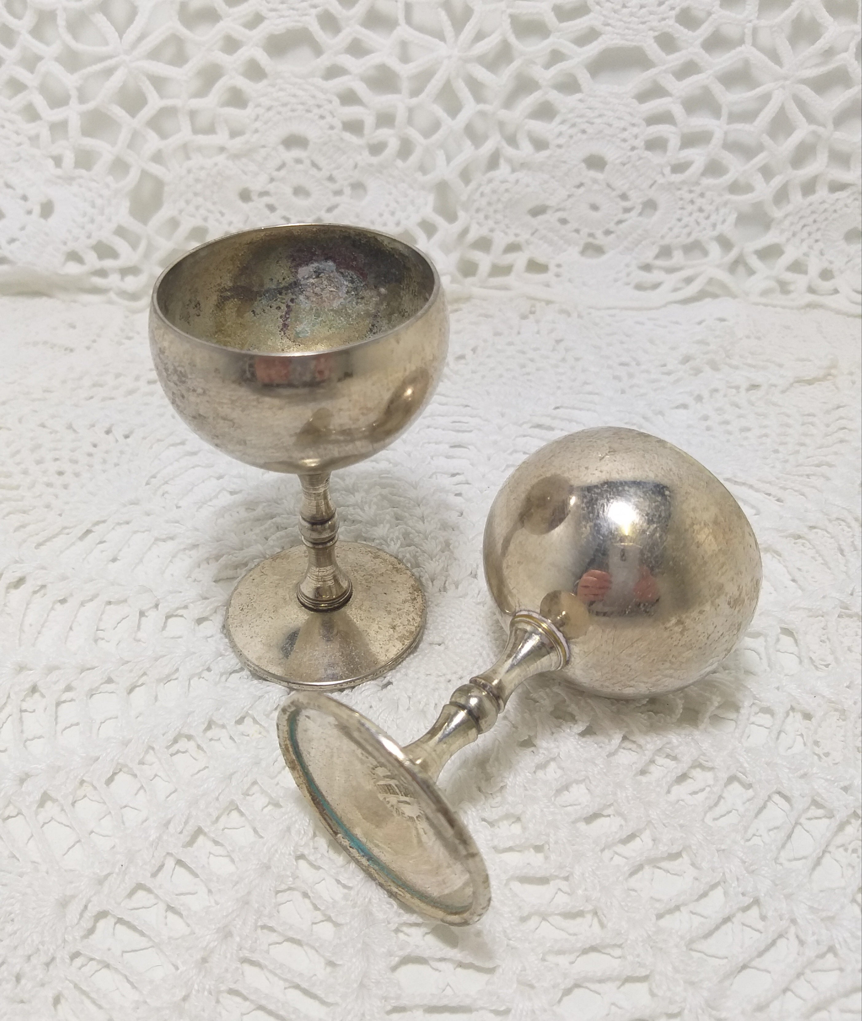 Pair Of Small Valero Spanish Silver Plated Goblets