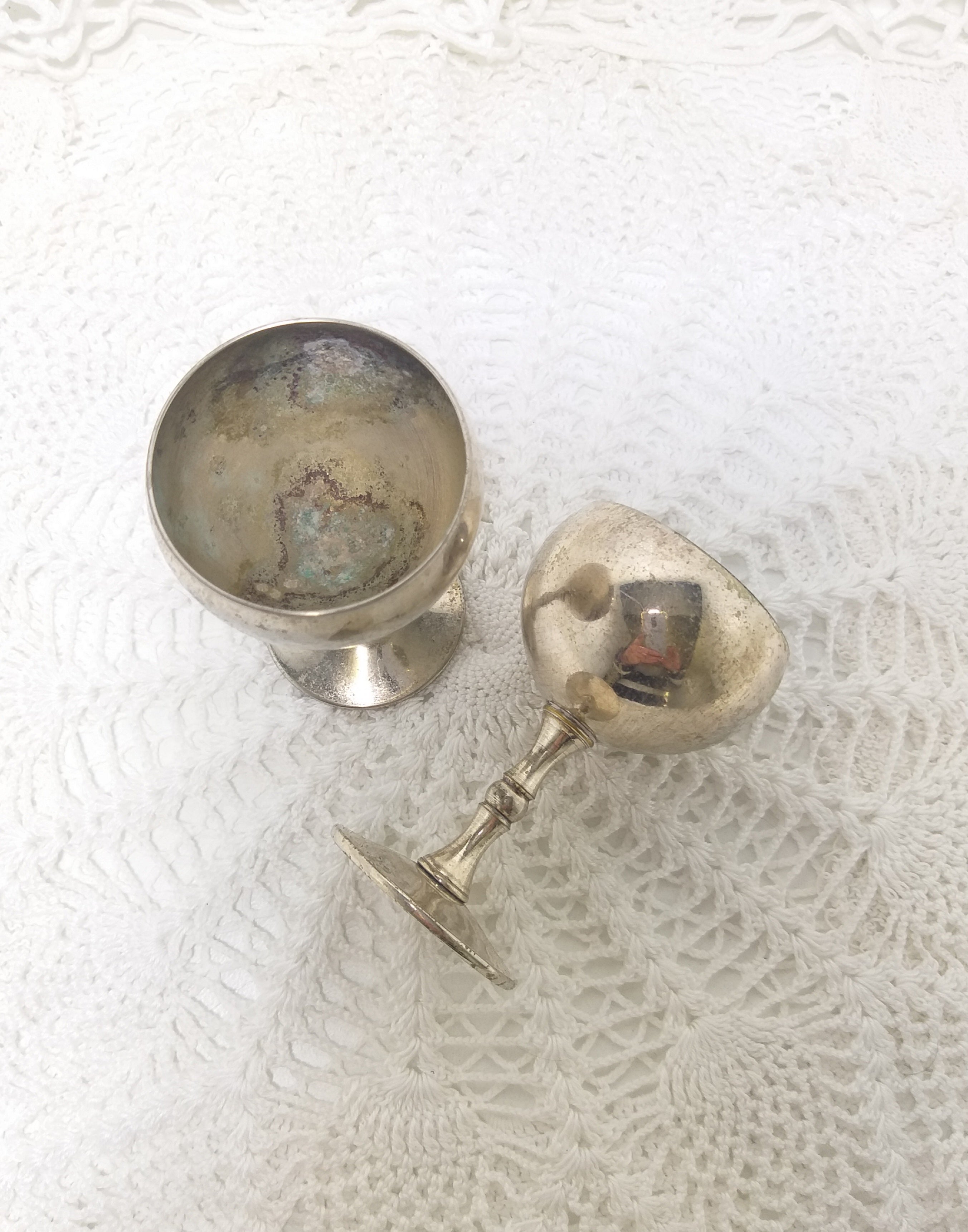 Pair Of Small Valero Spanish Silver Plated Goblets