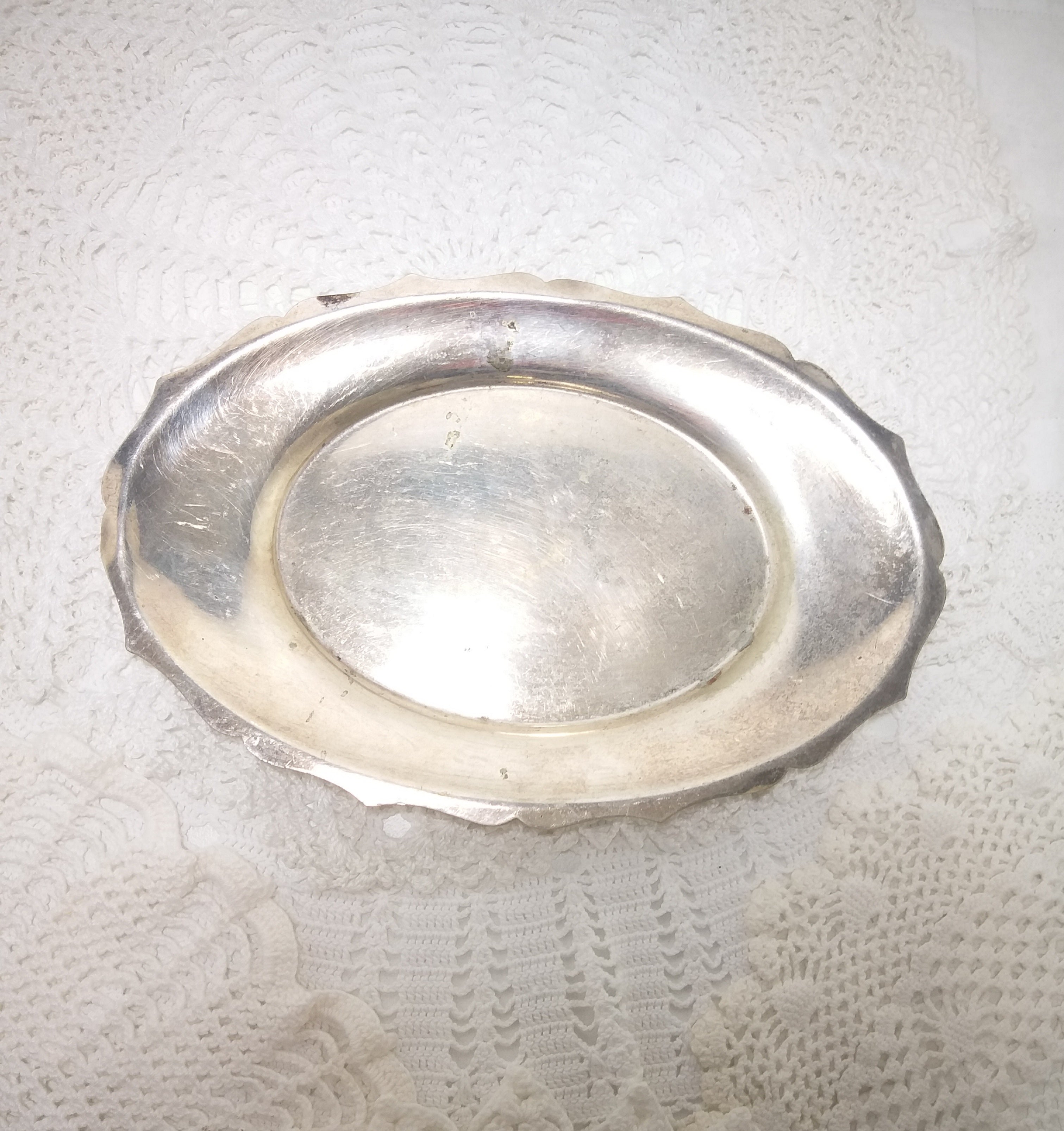 Small Vintage Emess Silver Plated & Oval Shaped Tray