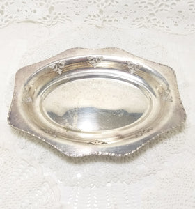 Vintage Emess Silver Plated & Oval Shaped Pierced Dish With Ball Feet
