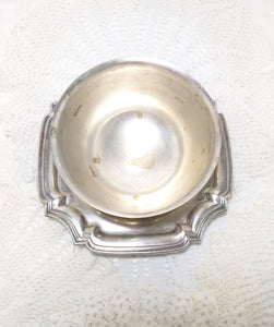 Large Vintage Open Silver Plated Sugar Bowl / Sauce Bowl With Attached Tray