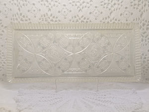 Vintage Transparent & Beautifully Etched Acrylic Snacks/Sandwich Tray