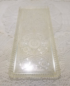 Vintage Transparent & Beautifully Etched Acrylic Snacks/Sandwich Tray