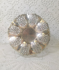 Vintage Pierced Metal Silver Plated Sweets / Bonbon Dish