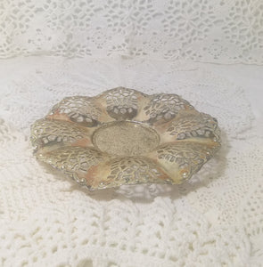 Vintage Pierced Metal Silver Plated Sweets / Bonbon Dish