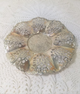 Vintage Pierced Metal Silver Plated Sweets / Bonbon Dish