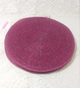 Contemporary Set Of 8 Cerise Pink Beaded Placemats