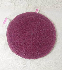 Contemporary Set Of 8 Cerise Pink Beaded Placemats