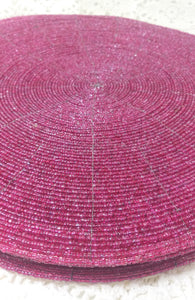Contemporary Set Of 8 Cerise Pink Beaded Placemats