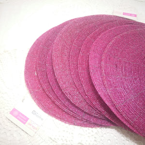 Contemporary Set Of 8 Cerise Pink Beaded Placemats