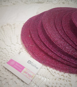 Contemporary Set Of 8 Cerise Pink Beaded Placemats