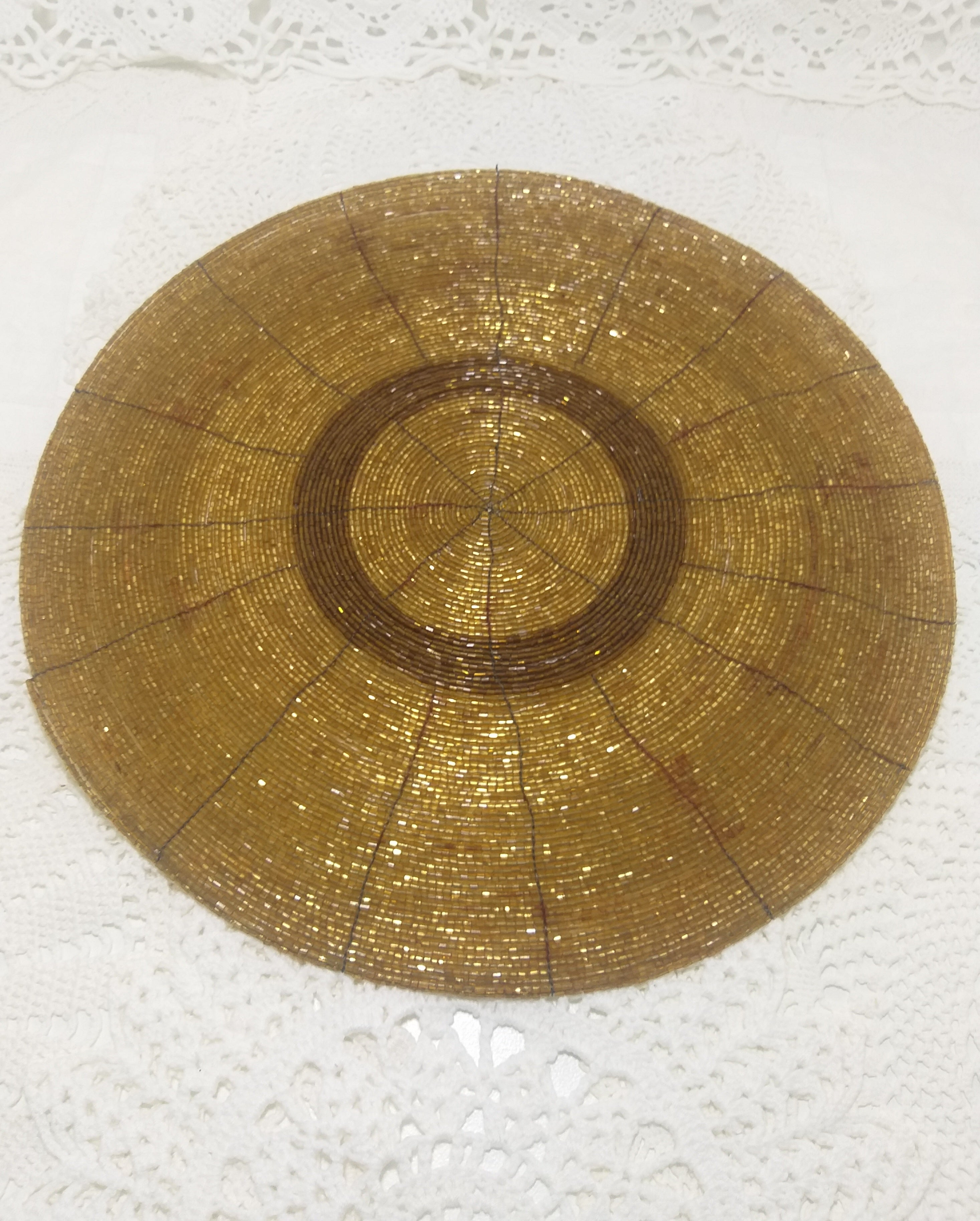 Contemporary Gold & Brown Beaded Placemat