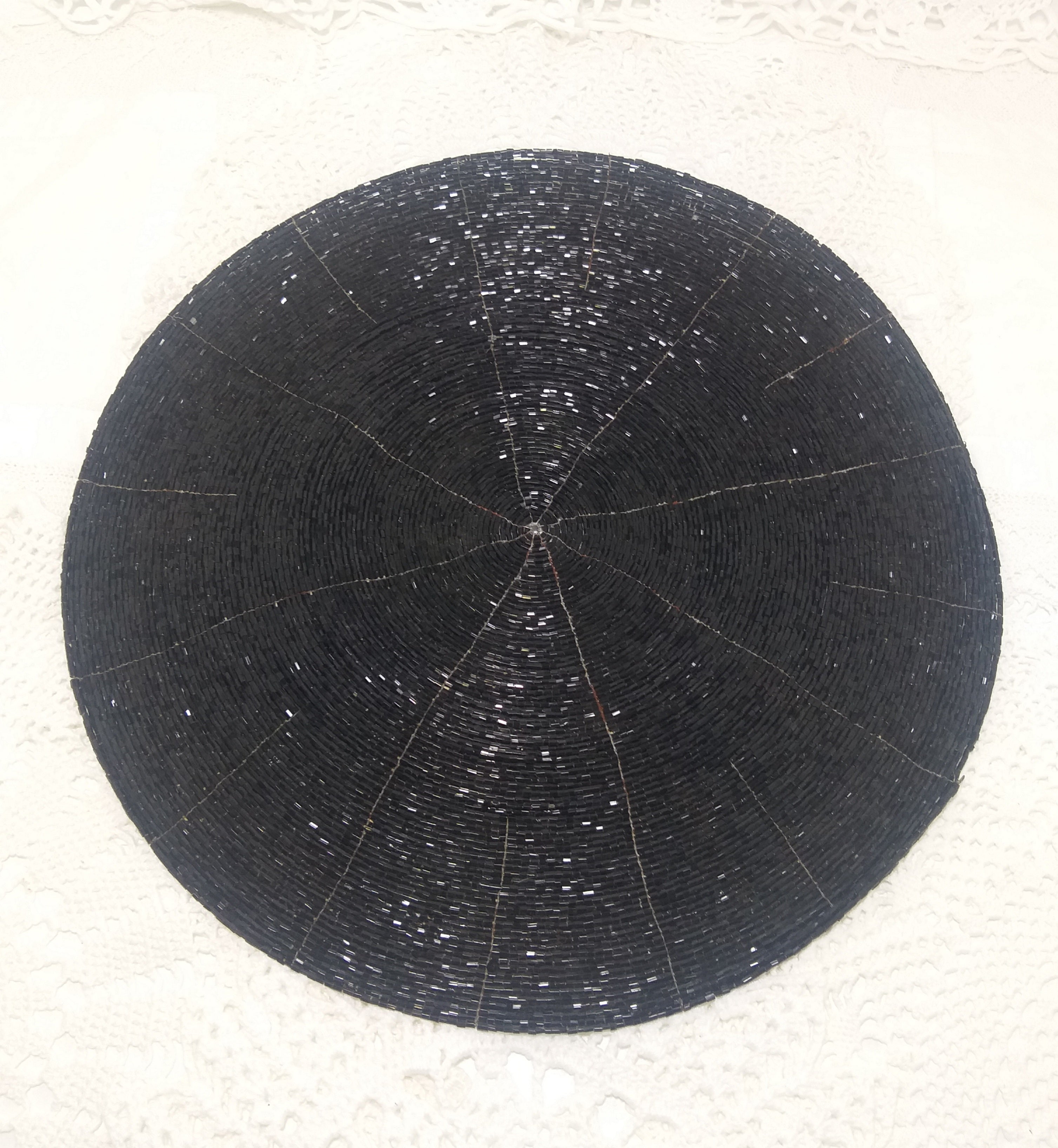 Contemporary Black Beaded Placemat