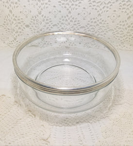 Clear Glass Italian Bormioli Rocco Salad Bowl With Silver Plated Rim Collar